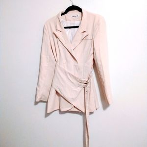 Miss Qian lined blazer with draped belt corset detail.  Size tag has been remove